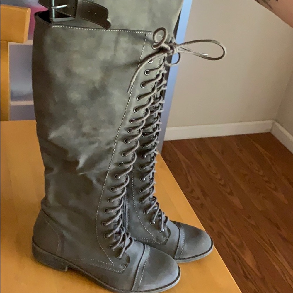 Madden Girl Tie Up Knee High Combat Boots
